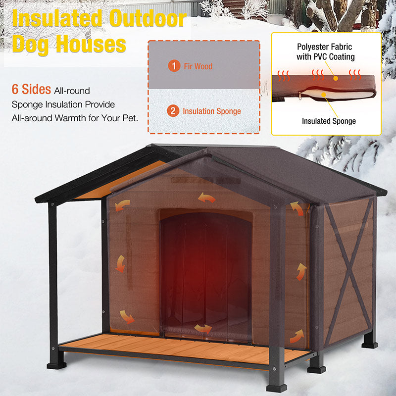Aivituvin Large Waterproof Insulated Dog House: Liner Inside, Brown