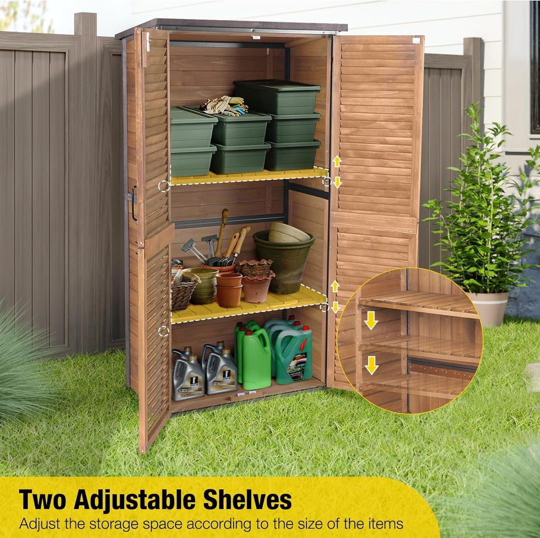 MEDEHOO Outdoor Storage Shed with Floor - Strong Metal Frame, Adjustable Shelves, Ventilated Blinds - Ideal for Garden Tools Cabinets Waterproof - Best in Sheds & Outdoor Storage