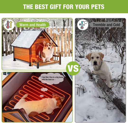 MEDEHOO-AIR80/81-IN-HP Large Heated Dog House with Heating Pad | Insulation Liner