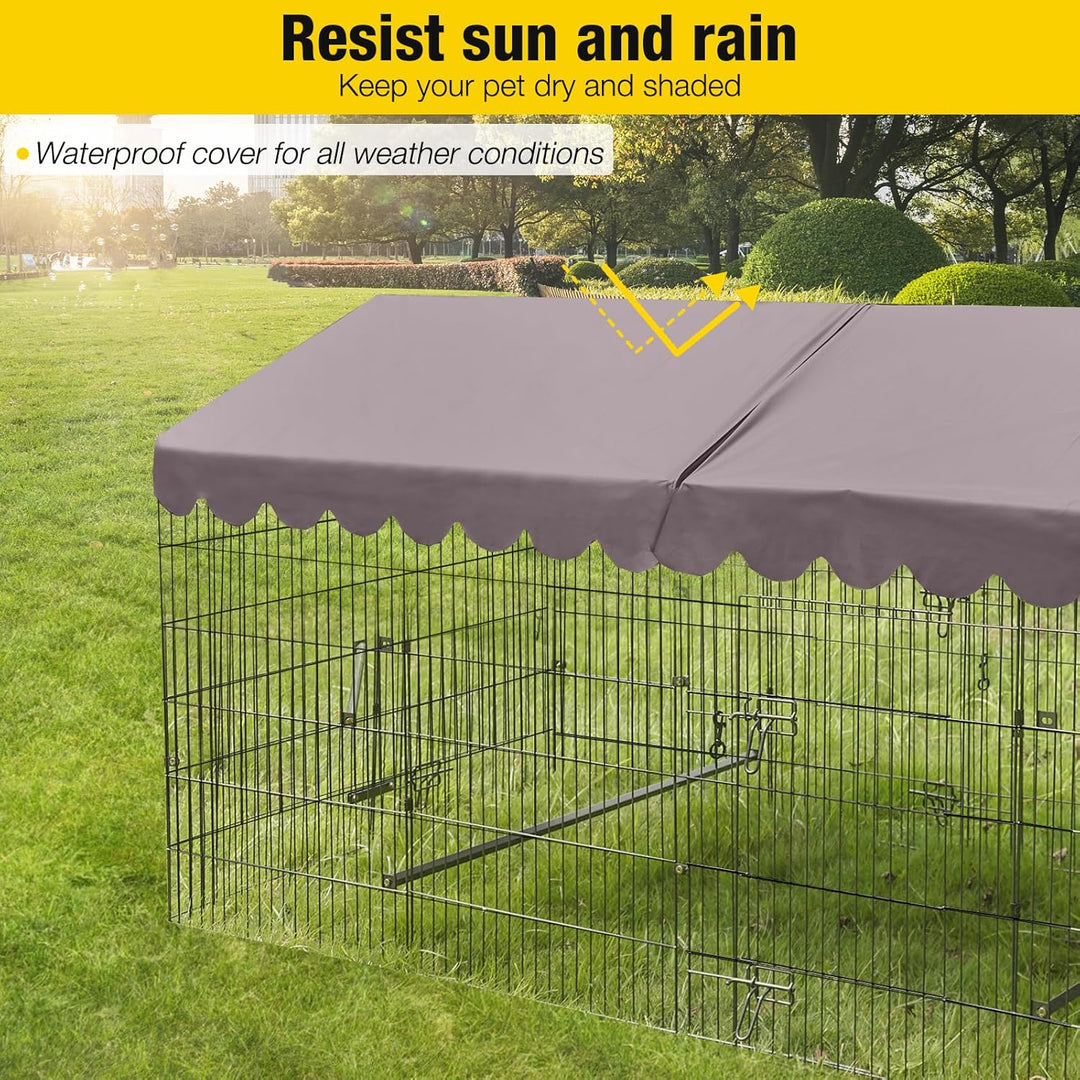 MEDEHOO Chicken Coop Super Large Metal Chicken Run with Waterproof Cover Portable Poultry Cage Exercise Pen for 6-8 Chickens Ducks 88"