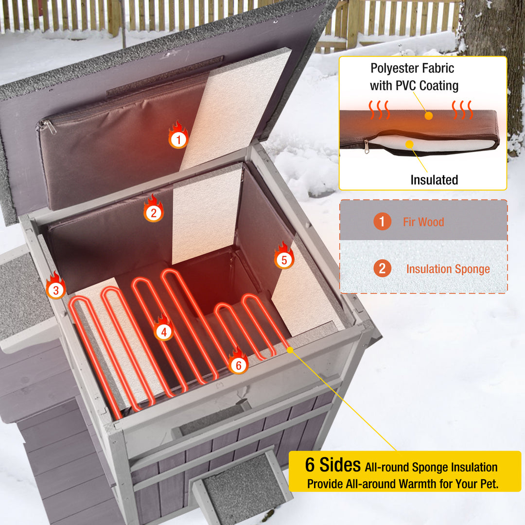 Morgete AIR14-IN-HP Heated Outdoor Cat House for Winter, Insulated Cat House for Outdoor Indoor, Weatherproof Cat Shelter with Warm Liner for Feral & Stray Cats