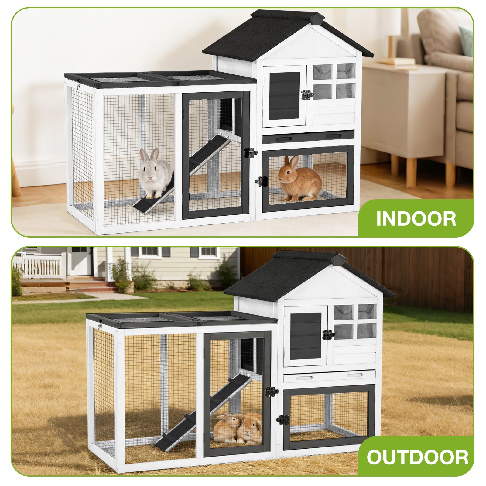 Aivituvin Big Bunny Cage | Outdoor Two Story Rabbit Hutch