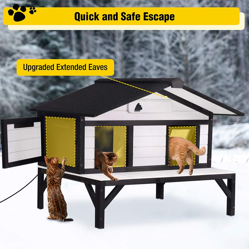 Aivituvin-AIR92-M-IN-HP Wooden Heated Cat House with Insulation | Heating Pad