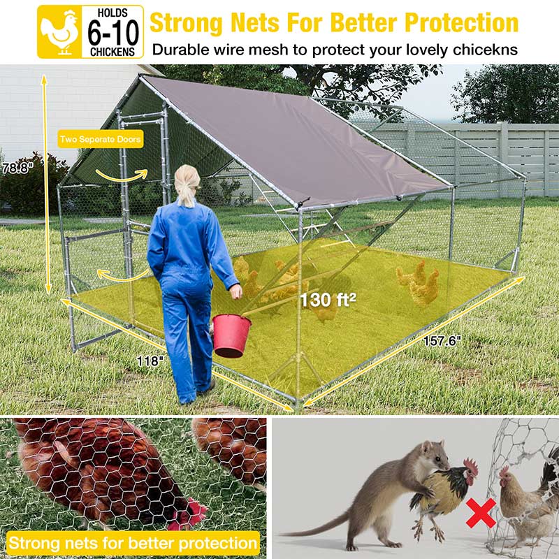 Aivituvin Wooden Chicken Tractor AIR97, Extra-Large Chicken Coop for 8-10 Chickens