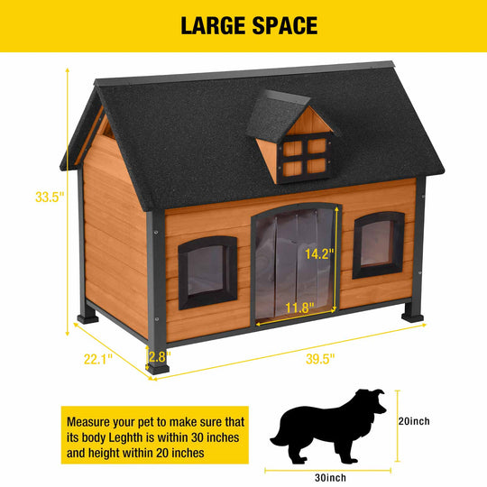 Morgete Dog House Anti-Chewing Design Insulated Dog Kennel with Metal Frame Unique Design Roof Weatherproof for Outdoor