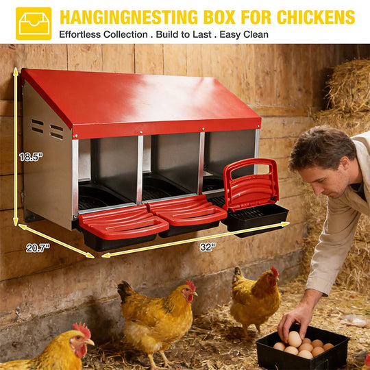 Aivituvin-AIR7036 Chicken Nesting Box | Roll-Away Egg Tray, 3 Compartments