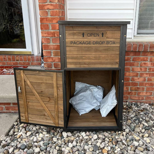 Secure Fir Wood Package Delivery Box with Iron Frame – Anti-Theft ...