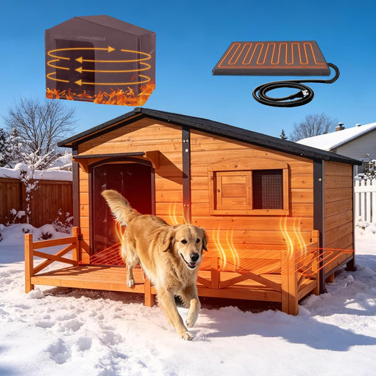 Aivituvin Outdoor Heated Dog House AIR7024-IN-HP, 44.6"L/60.4"L Metal Frame Large Dog House