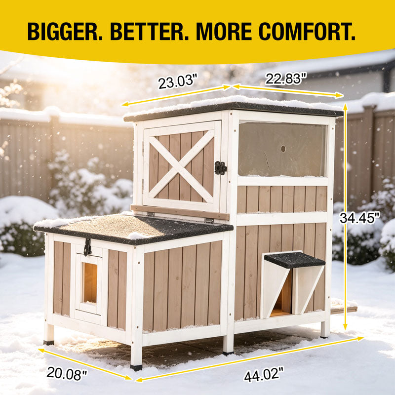 Aivituvin Heated Feral Cat Shelter AIR7033-IN-HP, Winter Cat Cabin with Insulation Liner
