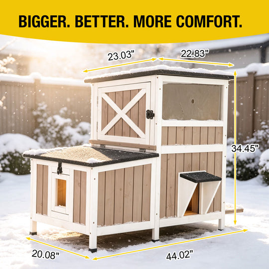 Aivituvin Heated Feral Cat Shelter AIR7033-IN-HP, Winter Cat Cabin with Insulation Liner