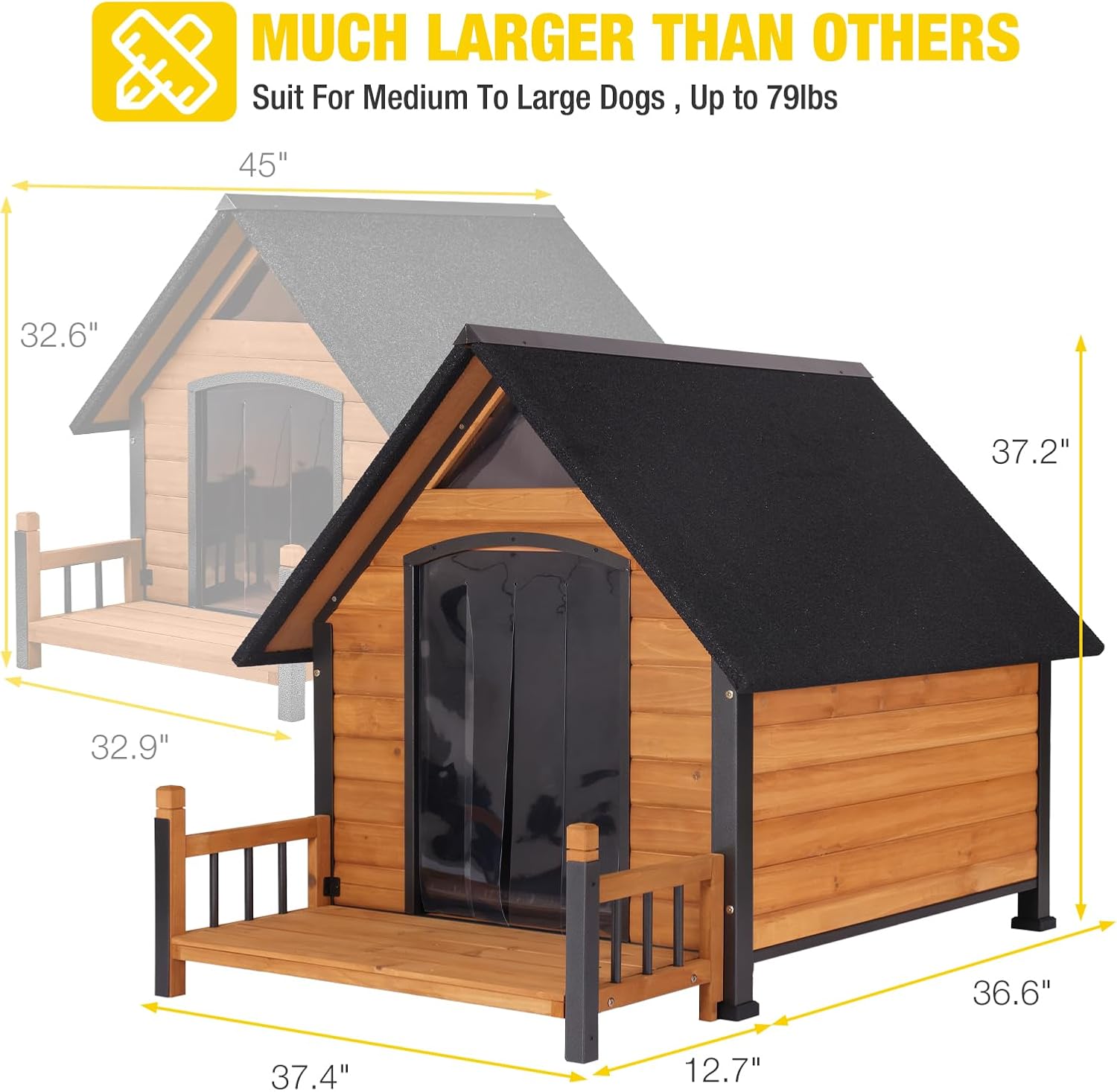 Premium Wooden Dog House with Insulation Waterproof Roof and Chew Resistant Frame Aivituvin