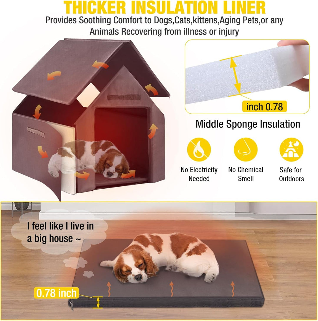 Morgete Insulated Dog House with Insulated Liner for Winter Outdoor Weatherproof Kennel All-Around Iron Frame (AIR80-L-IN)