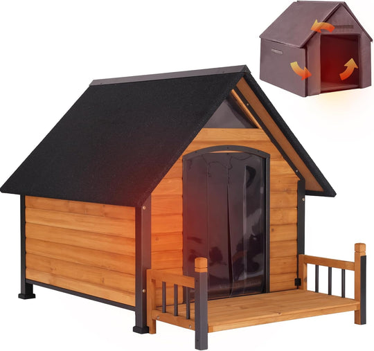 Morgete Insulated Dog House with Insulated Liner for Winter Outdoor Weatherproof Kennel All-Around Iron Frame (AIR80-L-IN)