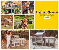 Aivituvin-AIR45 Large Hen House with Run for 4-6 Chickens