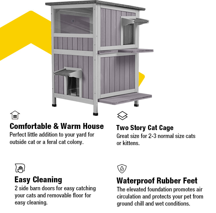 Aivituvin Two Tier Cat House With Waterproof Roof