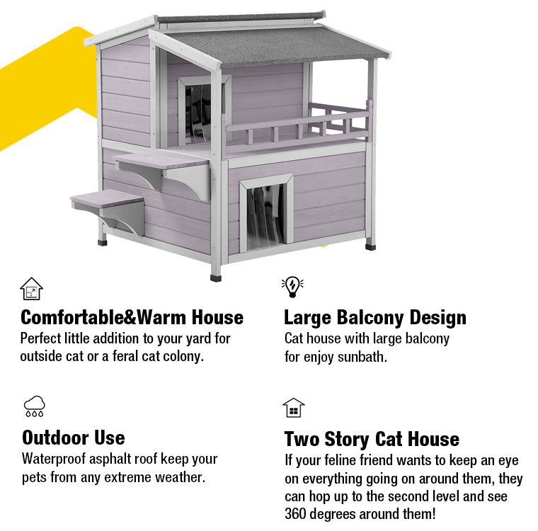 Aivituvin Wooden Outdoor And Indoor Cat House