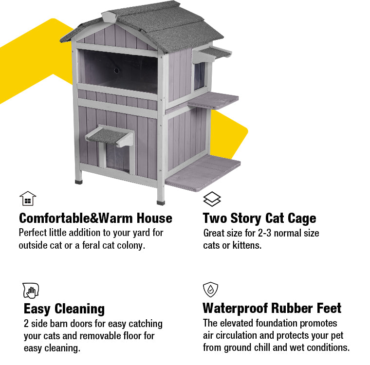 Aivituvin Two Tier Cat House With Waterproof Roof