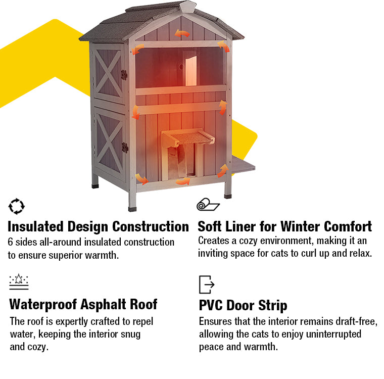 Premium Wooden Cat House: Cozy, Insulated Shelter for Cats – Aivituvin