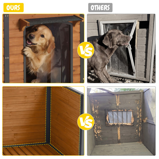 Aivituvin Extra Large Heated Dog House AIR63/64-IN-HP, 55"L/59.1"L Wooden Dog Shelter with Heating Pad