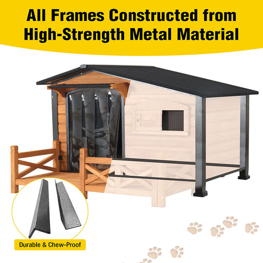 Aivituvin-AIR7024-IN-HP 44.6"L/60.4"L Outdoor Heated Dog House |Metal Frame