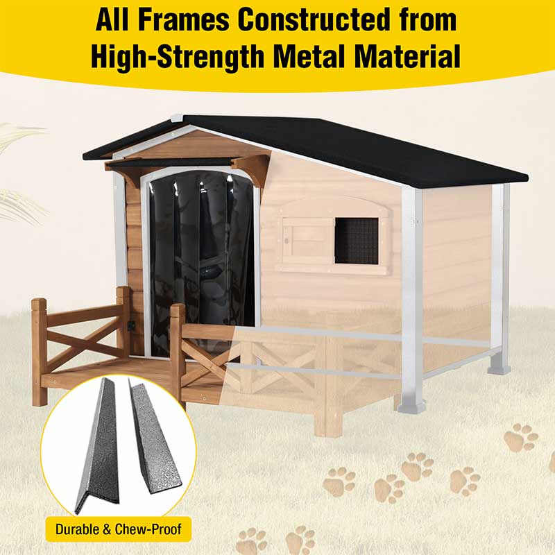 Aivituvin-AIR7024/7024-B Large Outdoor Dog Shelter | Metal Frame