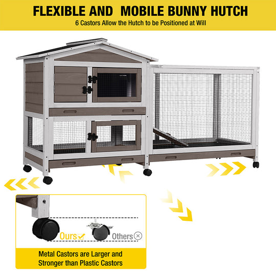 Aivituvin-AIR19 Indoor Outdoor Rabbit Hutch | Bunny Cage (Inner Space 9.6ft²)