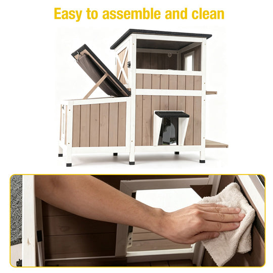Aivituvin Heated Feral Cat Shelter AIR7033-IN-HP, Winter Cat Cabin with Insulation Liner