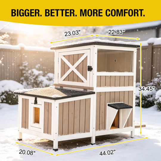 Aivituvin Heated Feral Cat Shelter AIR7033-IN-HP, Winter Cat Cabin with Insulation Liner