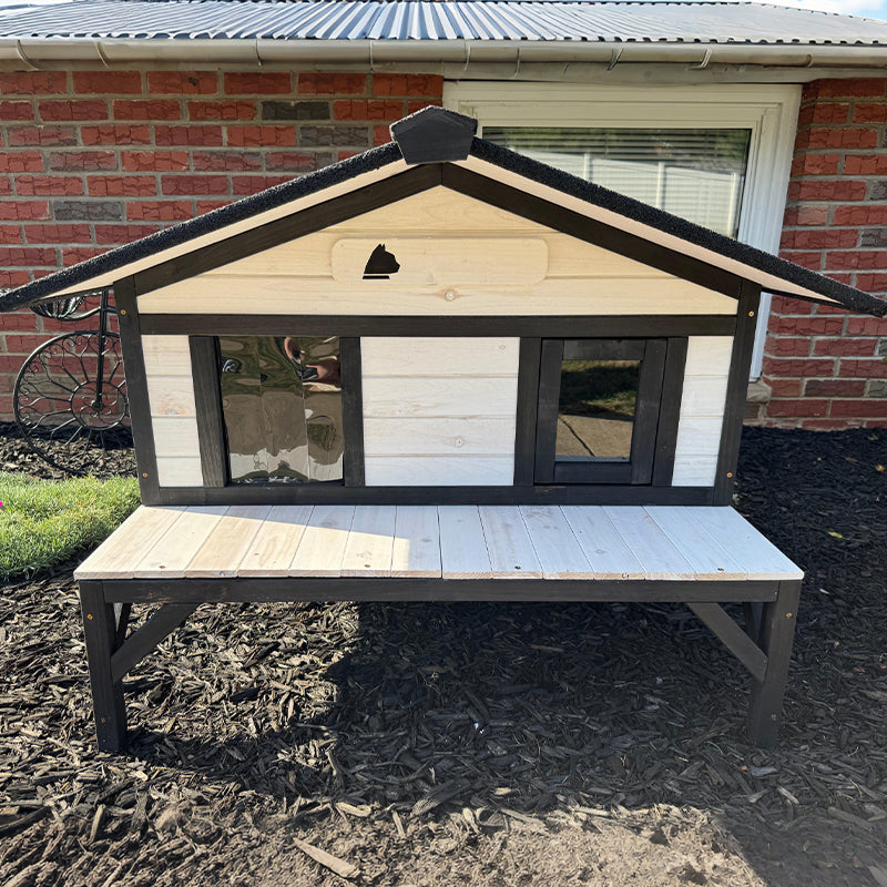 Aivituvin-AIR92-M-IN-HP Wooden Heated Cat House with Insulation | Heating Pad