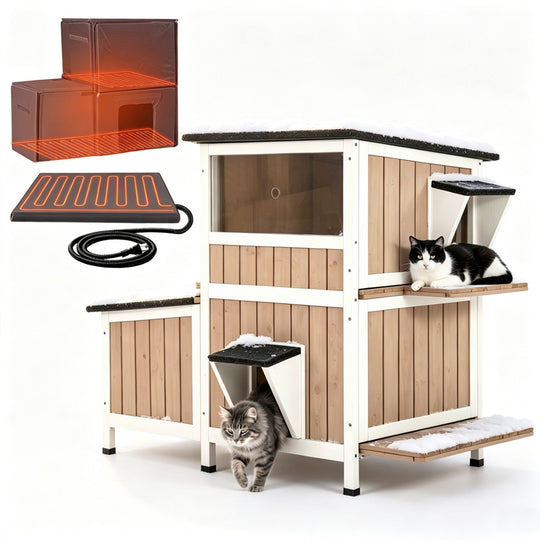 Aivituvin Heated Feral Cat Shelter AIR7033-IN-HP, Winter Cat Cabin with Insulation Liner