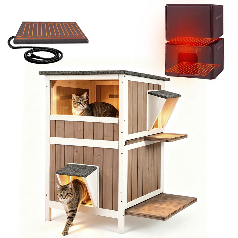 Aivituvin Heated Wooden Cat House AIR14-IN-HP, Insulated Liner Included