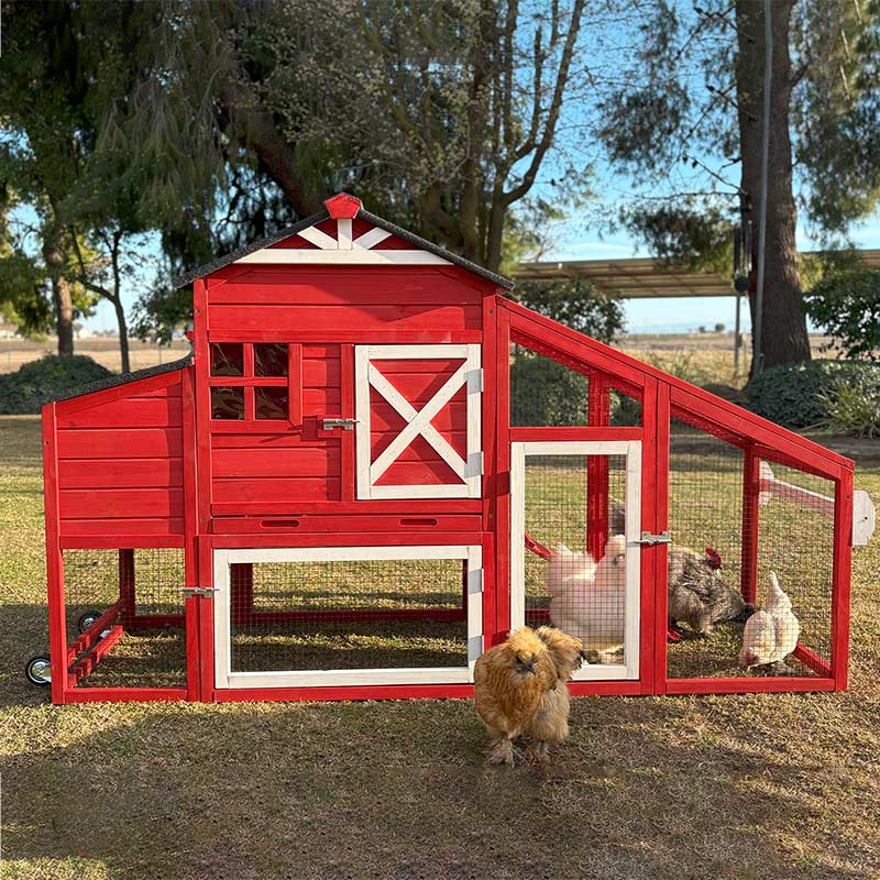 Aivituvin-AIR32-D Wooden Chicken Coop with Wheels 17.1ft² for 2-3 Chickens