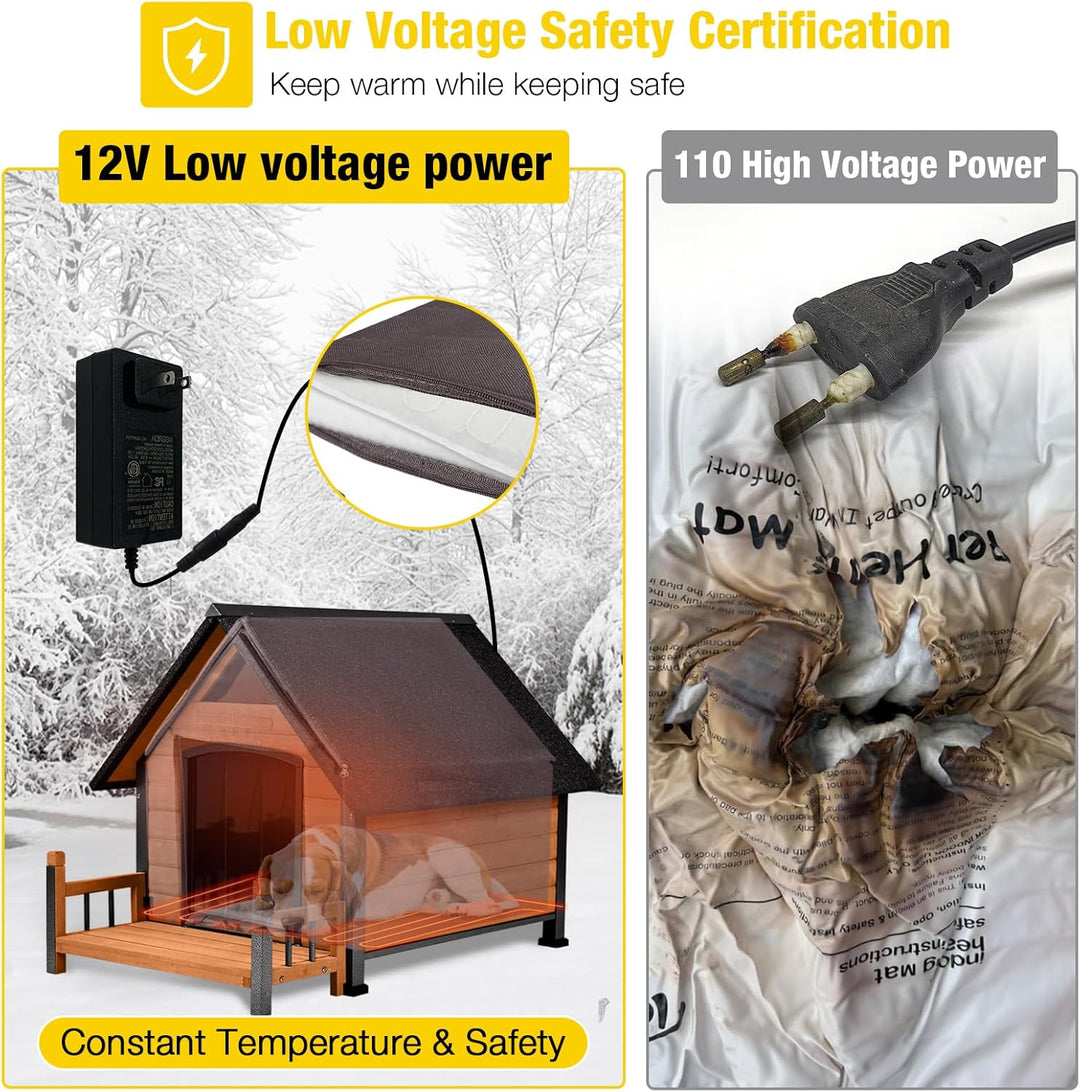 MORGETE AIR80-L-IN-HP Heated Dog House Outdoor 50.9" Large Dog Kennel with Metal Frame Insulated Indoor Dog Cage for Small Medium Large Dogs with Heater and Insulated Liner