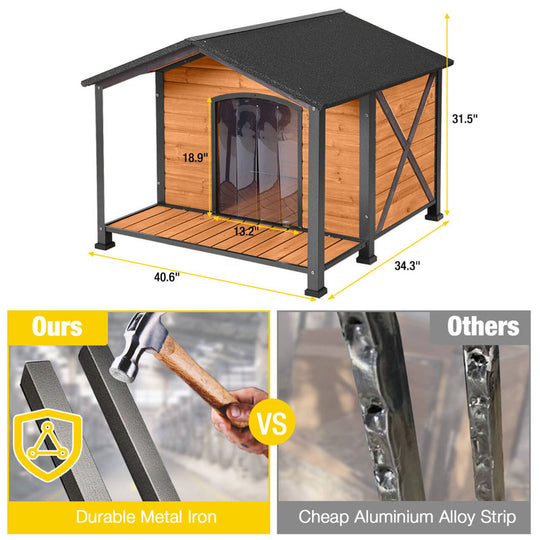 Aivituvin-AIR88 AIR89 Waterproof Dog House with Anti-Chewing Metal Frame|Large Porch