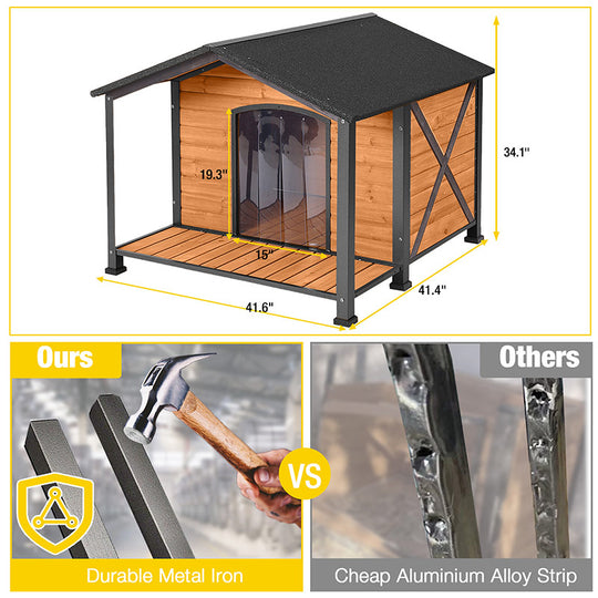 Aivituvin-AIR88 AIR89 Waterproof Dog House with Anti-Chewing Metal Frame|Large Porch