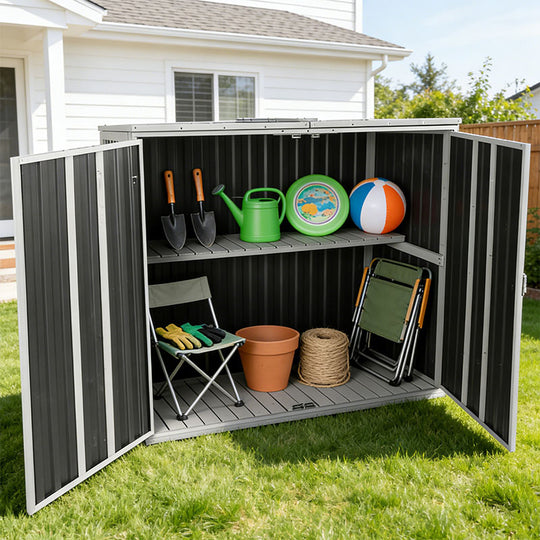 Aivituvin Plastic Storage Shed AIR105-ZJ, Strong Metal Frame