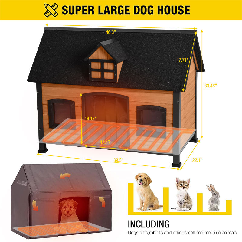 Aivituvin-AIR90-IN-HP Heated Outdoor Insulated Dog House| Heating Pad Inside