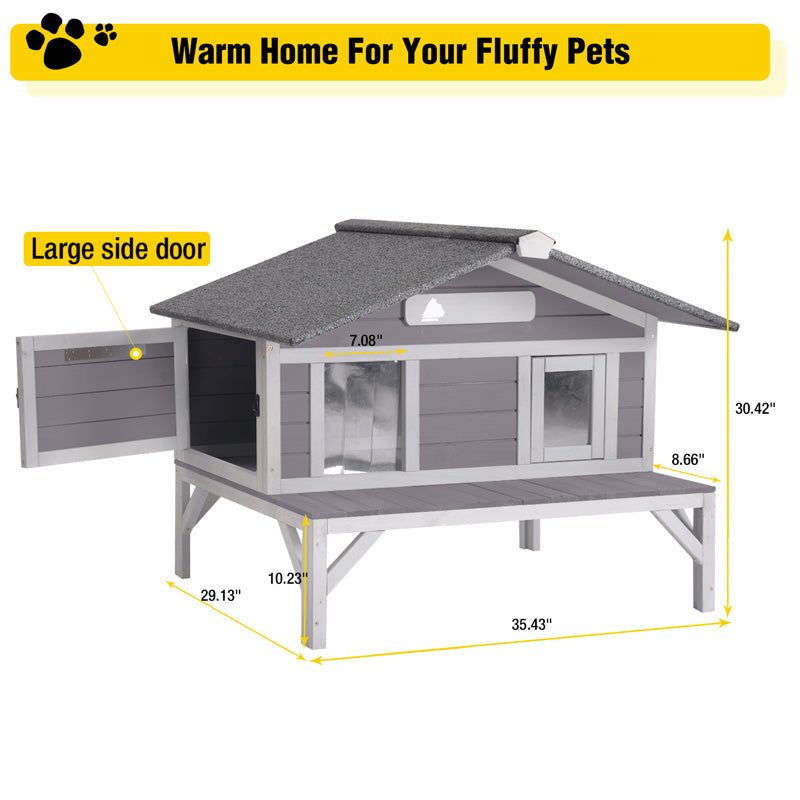Aivituvin-AIR92-M Wooden Cat House for Feral Cats |Weatherproof Shelter