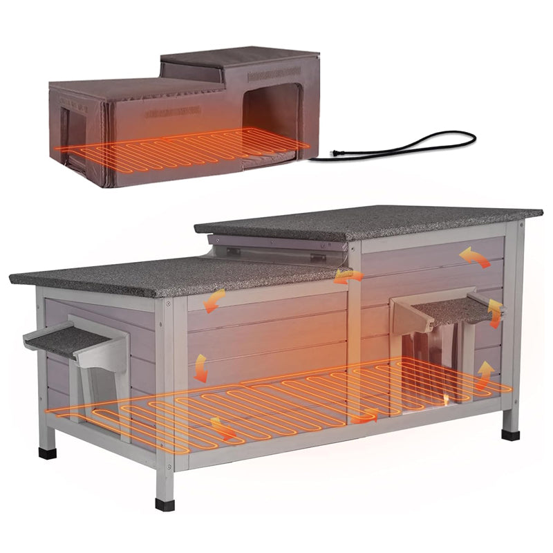 Aivituvin-AIR93-IN-HP Heated Insulated Cat House with Heated Pad | Removable Soft Liner