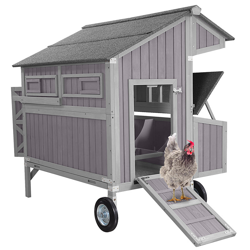 Aivituvin-AIR96 Extra-Large Chicken Coop with Big Wheels for 6-8 Chickens