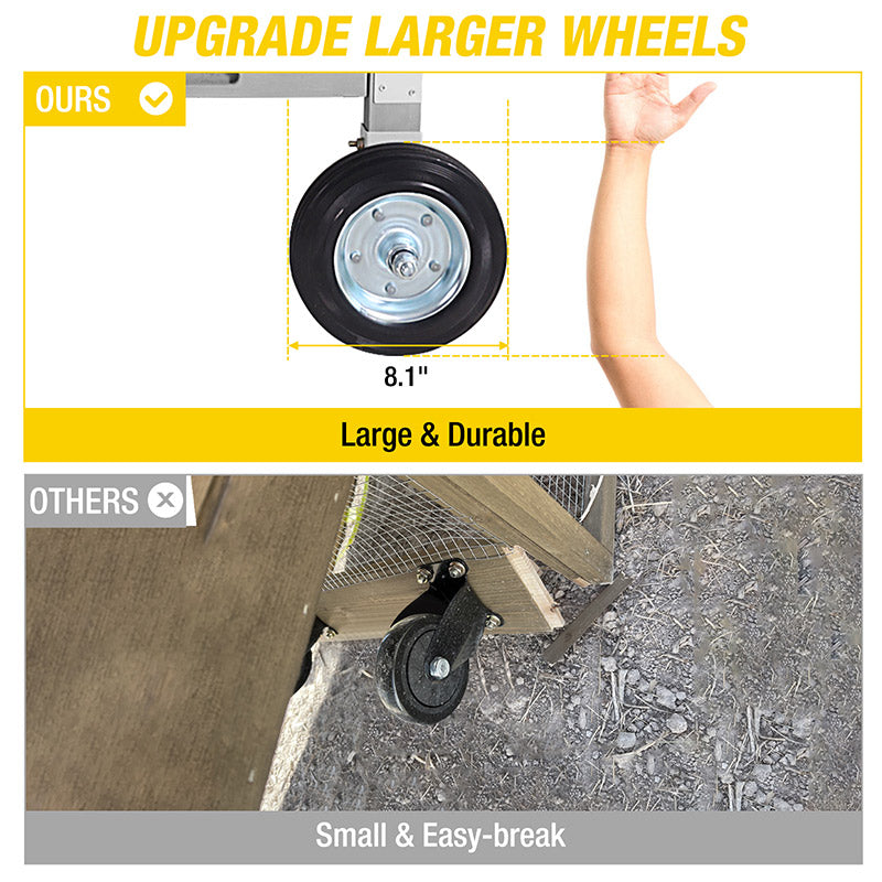 Aivituvin Extra-Large Chicken Coop AIR96, Chicken House with Big Wheels for 6-8 Chickens