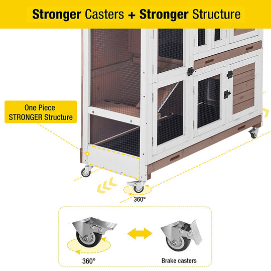 Aivituvin-AIR06-C 2 Story Rabbit Hutch On Wheels (Inner Space 8.32 ft²)