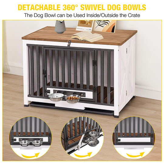 Aivituvin-AIR100 Wooden Dog Crate with Folding Design | Strong Iron Frame