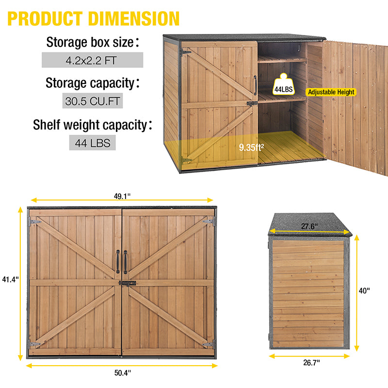 Aivituvin-AIR105 Aivituvin Outdoor Storage Shed | Strong Metal Frame|Storage Cabinet for Trash Cans and Yard Tools 4.2 ft. x 2.3 ft.