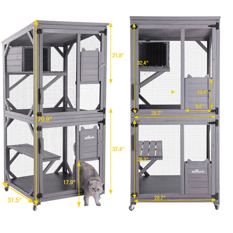Aivituvin Outdoor Cat Catio AIR22, Cat House for 2–3 Cats, Connects to Window or Cat Door