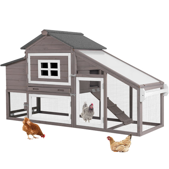 Morgete 69“ Chicken Coop Mobile Hen Coop Large Poultry Cage with Wheels Outdoor