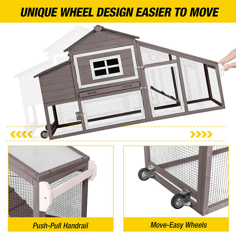 Aivituvin-AIR23-W Wooden Chicken Coop on Wheels for 2-3 Hens