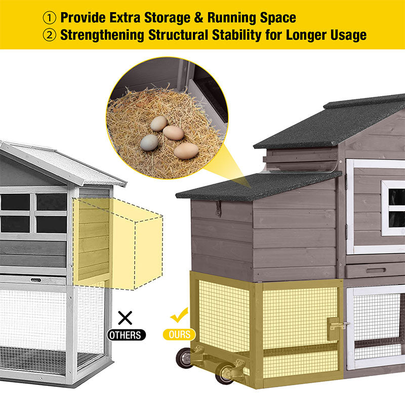Aivituvin Wooden Chicken Coop on Wheels AIR23, Backyard Chicken Cage for 2-3 Hens