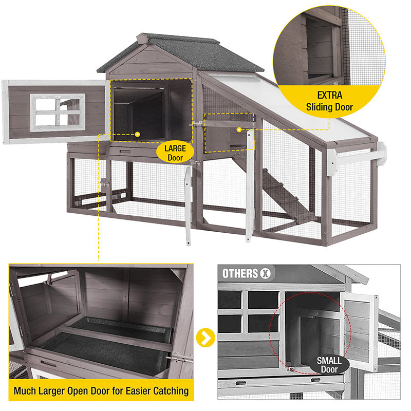 Aivituvin Wooden Chicken Coop on Wheels AIR23, Backyard Chicken Cage for 2-3 Hens