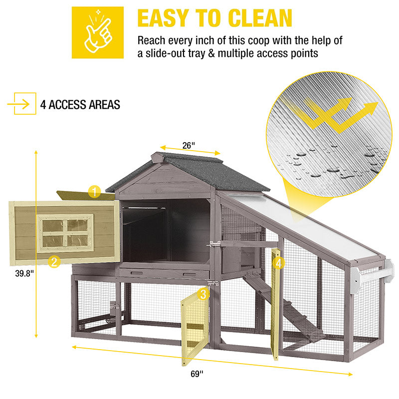 Aivituvin Wooden Chicken Coop on Wheels AIR23, Backyard Chicken Cage for 2-3 Hens